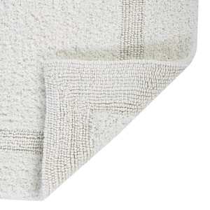 Lux Collection Ivory 20 in. x 20 in. Contour 100% Cotton Reversible Race Track Pattern Bath Rug