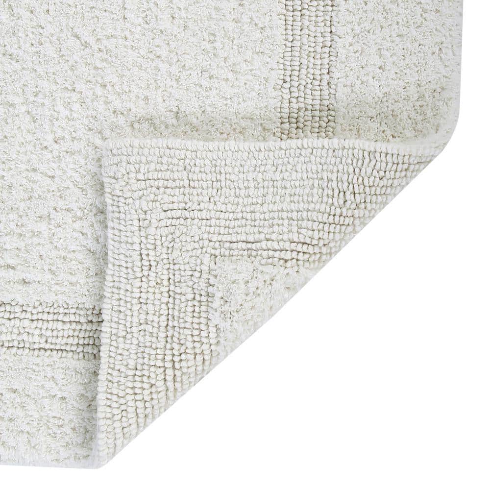 Ivory Cotton Reversible Plush Bath Rug 21" x 34"