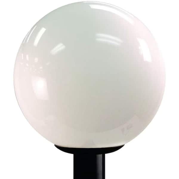 12 in. 1-Light Opal Acrylic and Black Aluminum Hardwired Weather Resistant Outdoor Globe Post Light with 3000K LED Bulb