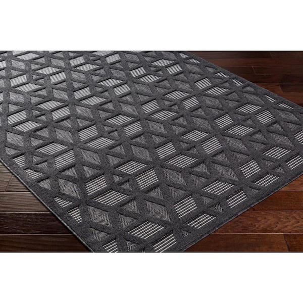San Diego Black Trellis 7 ft. x 9 ft. Indoor/Outdoor Area Rug