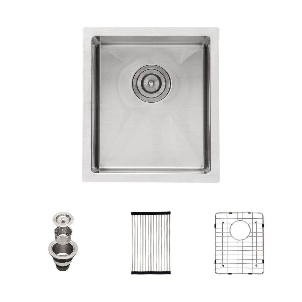 14 in. Undermount Single Bowl 16 Gauge Stainless Steel R10 Round Corner Kitchen Bar Sink with Bottom Grid price history on PriceWatchPro