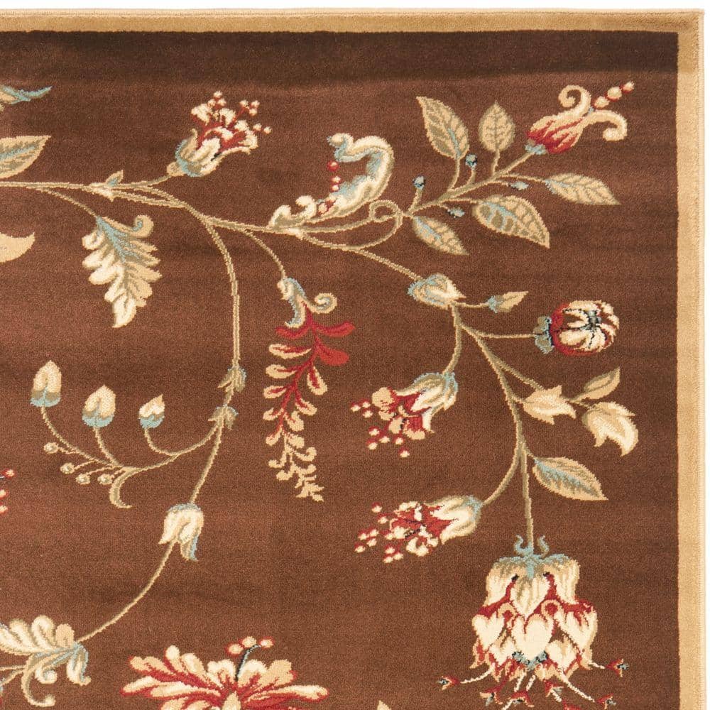 Brown and Multicolor Floral Synthetic Area Rug