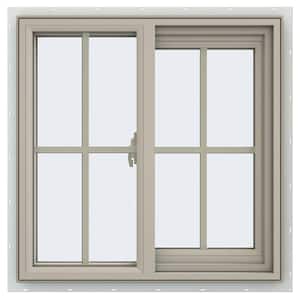 23.5 in. x 23.5 in. V-2500 Series Desert Sand Vinyl Right-Handed Sliding Window with Colonial Grids/Grilles