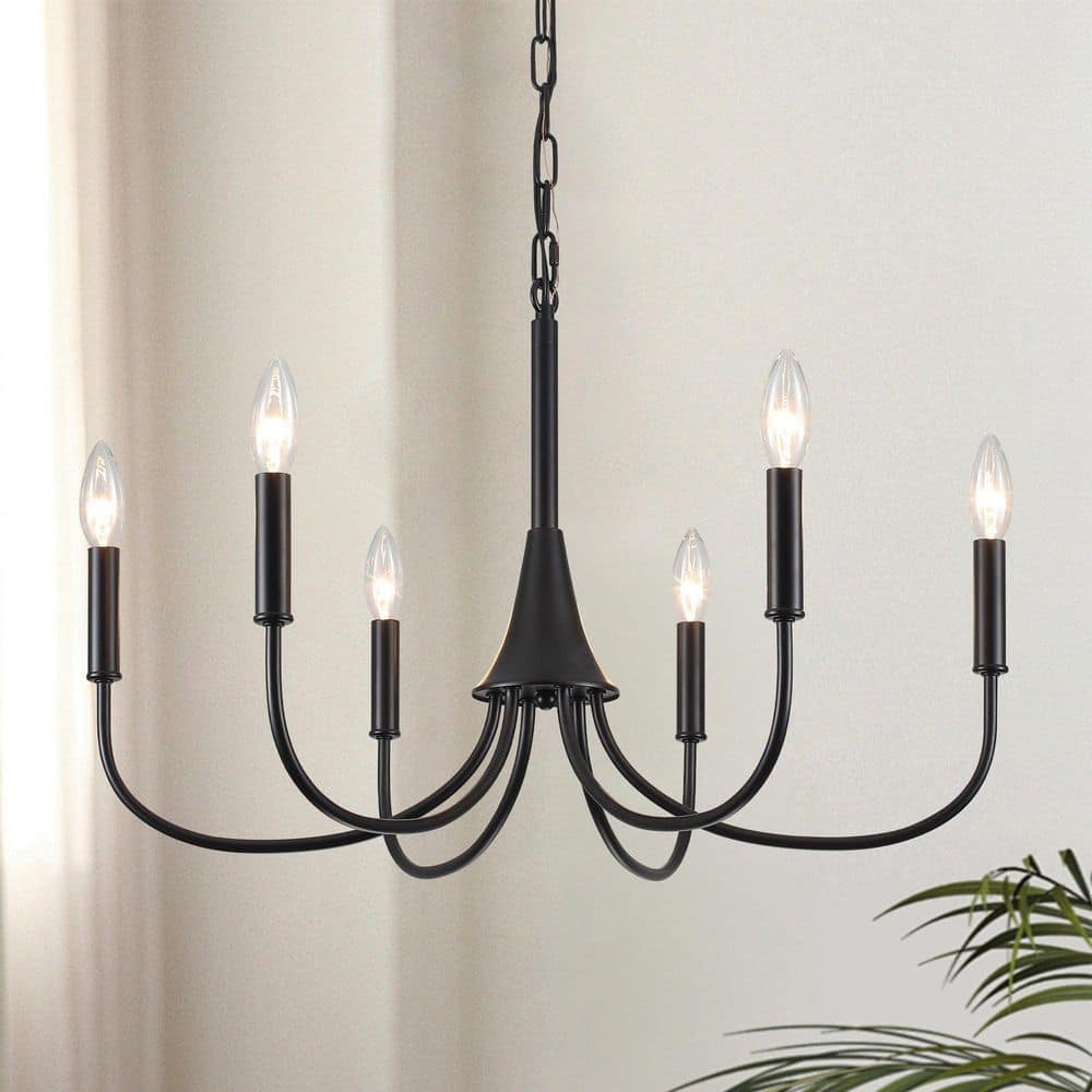 Modern 6-Light Black Antique Candlestick Chandelier Farmhouse Pendant Light price history on PriceWatchPro