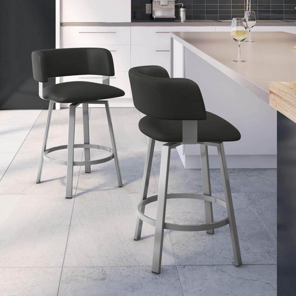 Matte Charcoal Black Adjustable Swivel Counter Stool