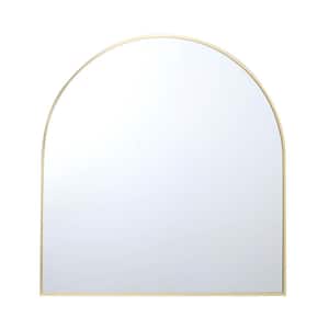 34 in. x 36 in. Modern Home, Gold Metal Decorative Arched Mirror