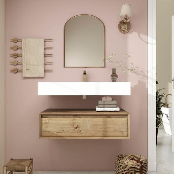 Alysa 36 in. W. x 20 in. D x 23 in. H Single Sink Floating Bath Vanity in White Oak with White Acrylic Top