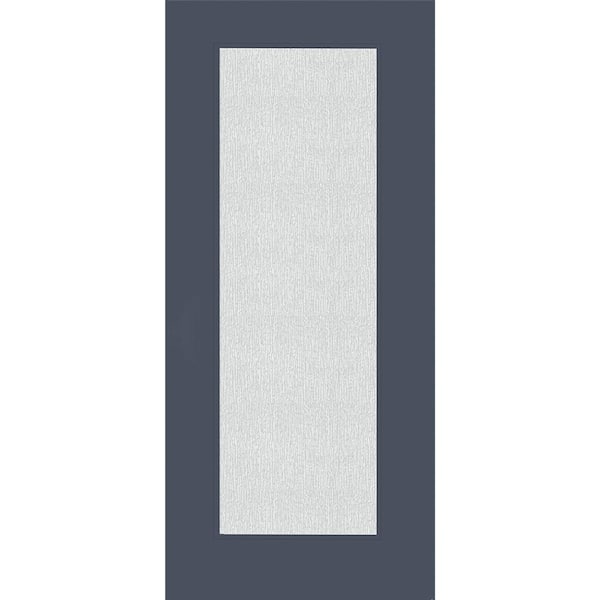 Legacy 36 in. x 80 in. Universal Handing Full Lite Rain Glass Primed Dark Denim Finish Fiberglass Front Door Slab
