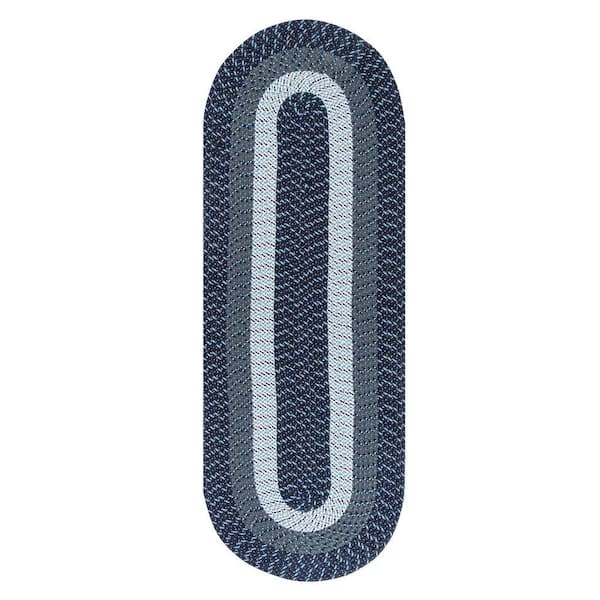 Better Trends Country Stripe Braid Collection Dark Blue Stripe 24" x 108" Runner Rug 100% Polypropylene Reversible