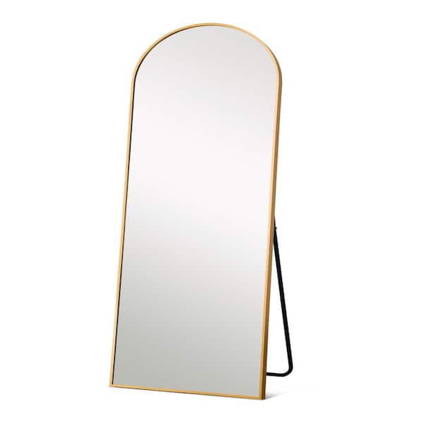 NEUTYPE 30 in. W x 67 in. H Modern Arched Framed Wall Bathroom Vanity Mirror Full Length Wall Mirror in Gold