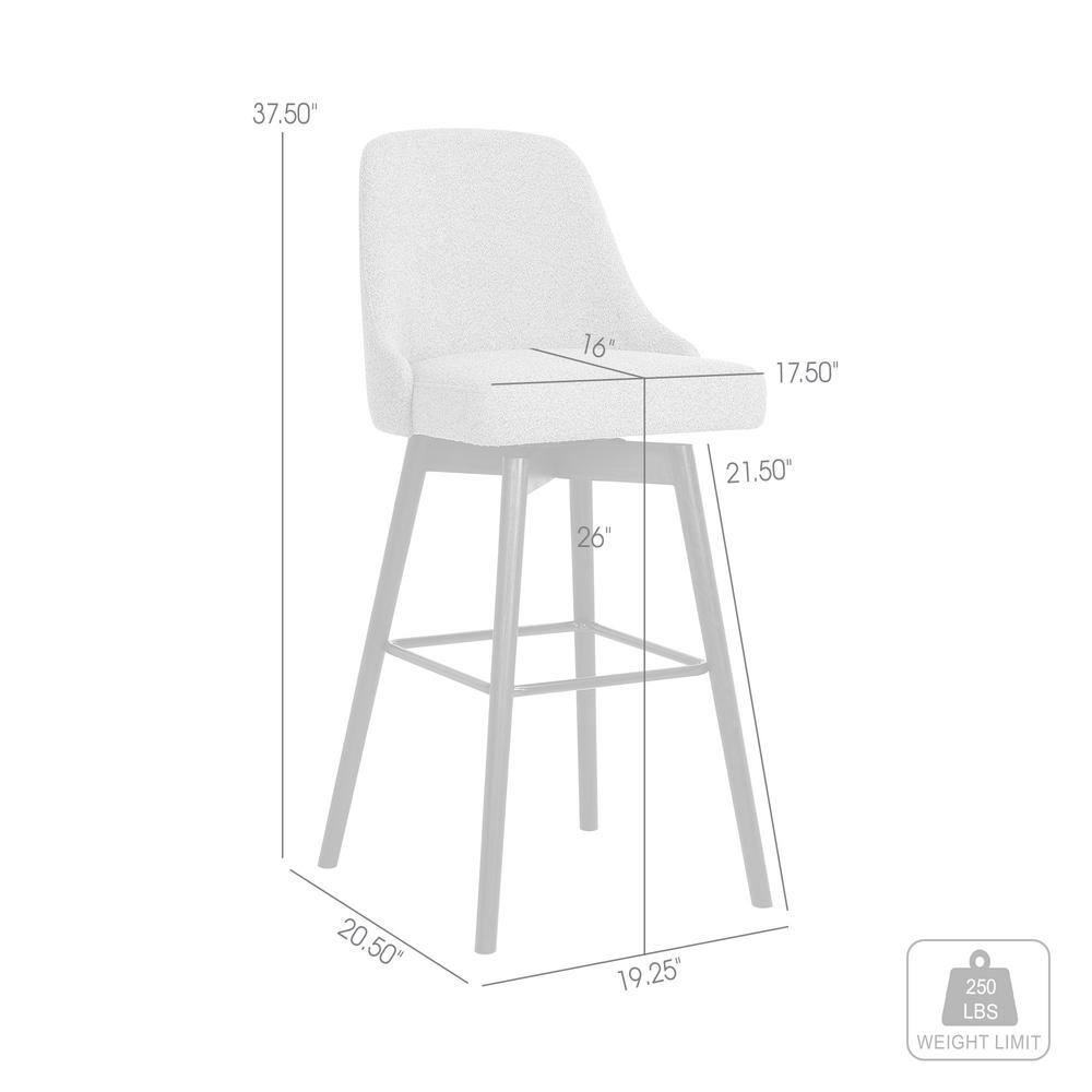 Sicily 26" Swivel Black Wood Counter Stool with Light Gray Fabric