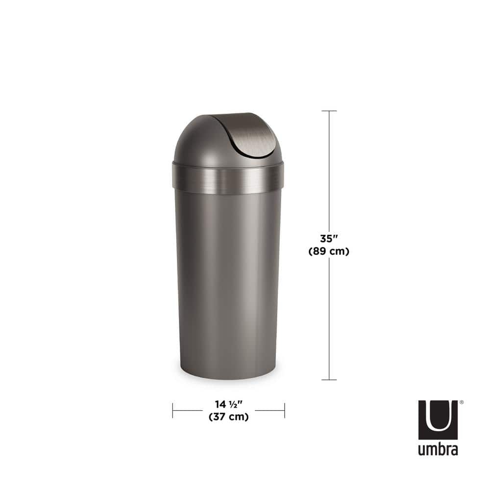 Pewter 16-Gallon Swing Top Kitchen Trash Can