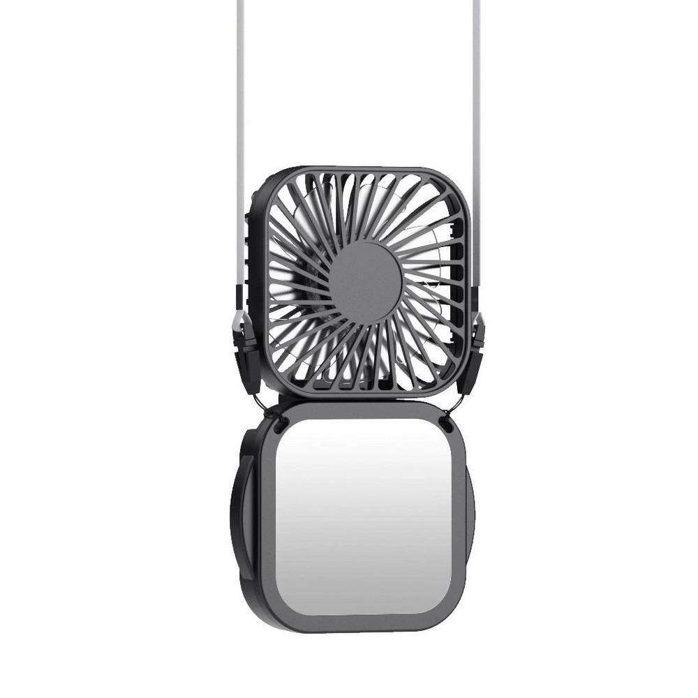 Portable Handheld Hanging Neck Foldable 5 in. 3 Fan Speeds Desk Fan Black with 3000 mAh Battery, Quiet and Strong Wind price history on PriceWatchPro