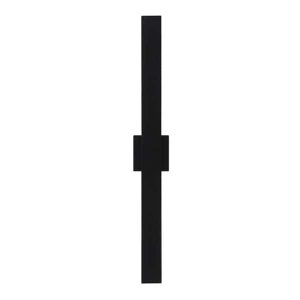 32 in. Black Rotary Base Integrated LED Outdoor Hardwired Wall Lantern Scone with 18-Watt LED Bulb for Yard, Entryway