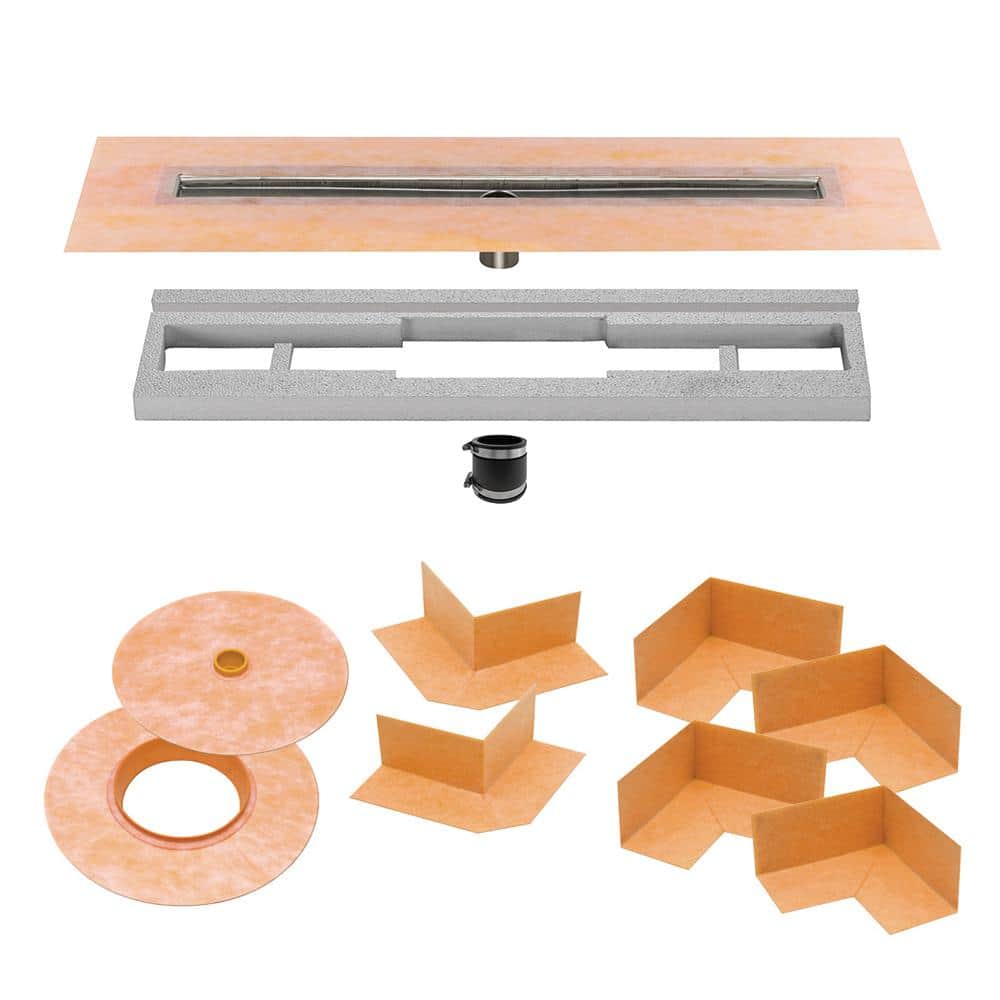 KSLT915/1830S Schluter Kerdi-Line Shower Kit with 36in x 72in Shower Tray and Linear Drain 24 Inch Channel Body and Stainless Steel Closed Grate 