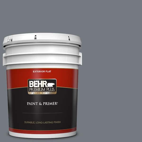 BEHR PREMIUM PLUS 5 gal. #N510-5 Liquid Mercury color Flat Exterior Paint & Primer