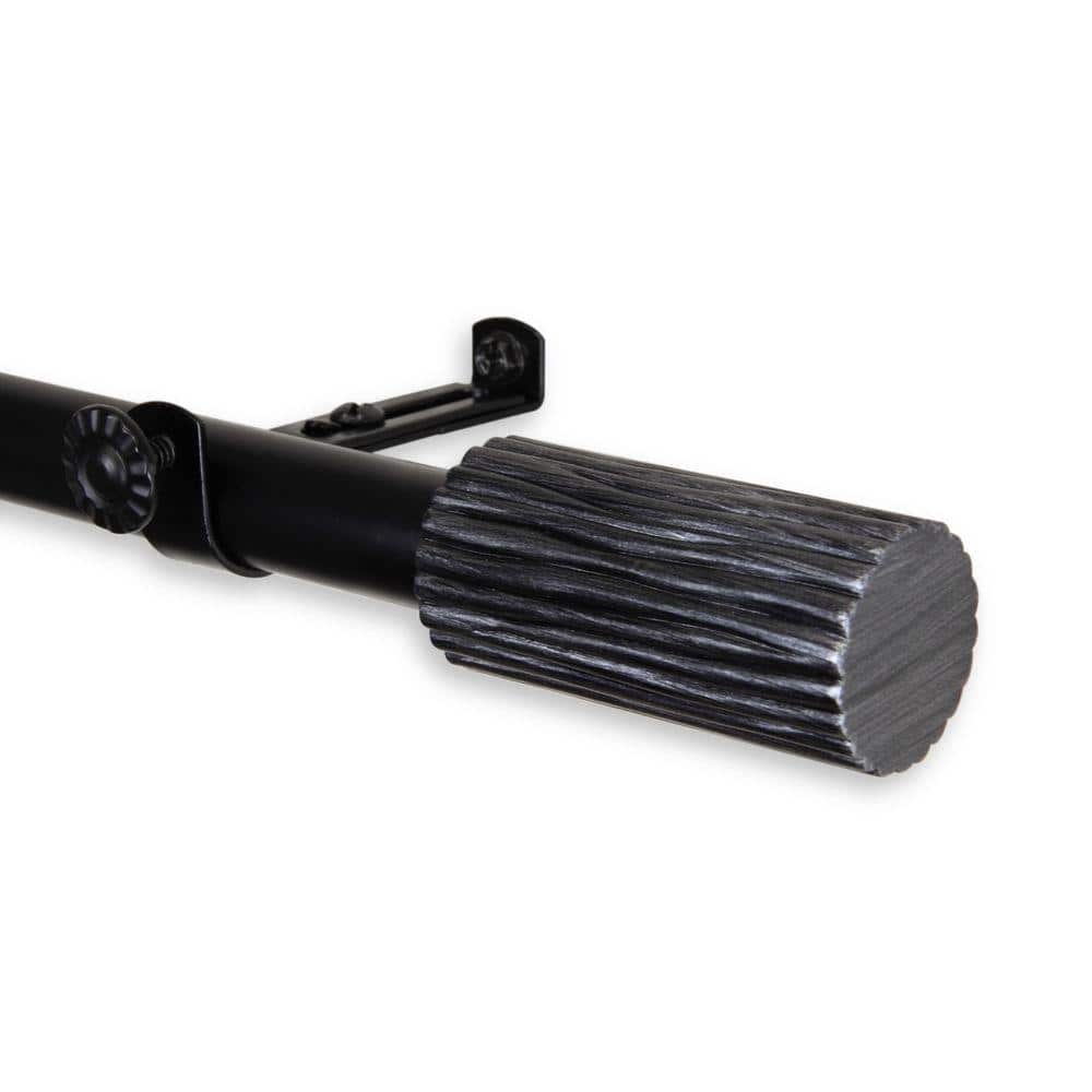 48 in. - 84 in. Telescoping Single Curtain Rod Kit in Black with Cedar Finial price history on PriceWatchPro