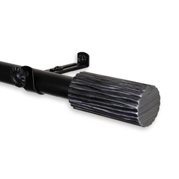 Rod Desyne 48 in. - 84 in. Telescoping Single Curtain Rod Kit in Black with Cedar Finial