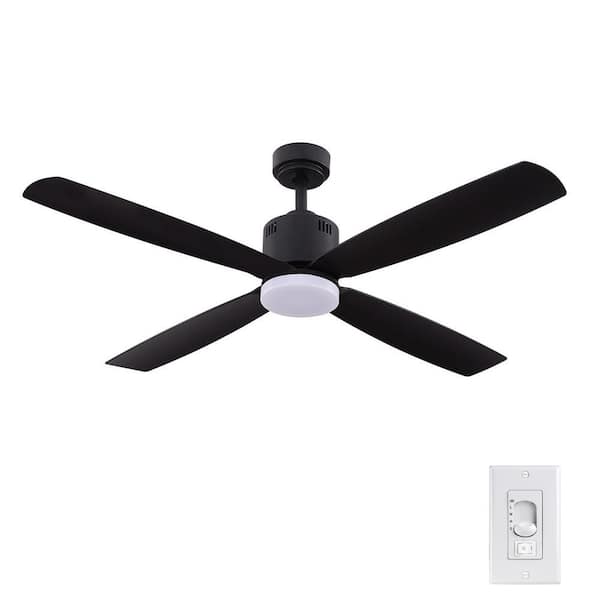 Home Decorators Collection Kitteridge 52 in. LED Indoor Matte Black Ceiling Fan with Light Kit