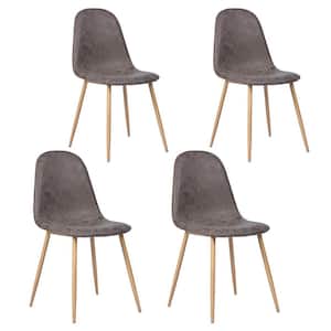 Dining Chair Brown Side Chair Mid-Century Modern PU (Set of 4)