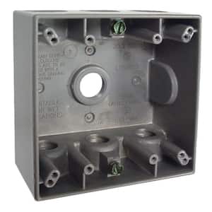 N3R Aluminum Gray 2-Gang Weatherproof Outdoor Electrical Box, 7 Outlets at 1/2-in., With 2 Closure Plugs