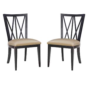 Carlin Black Faux Leather Dining Side Chair Set of 2