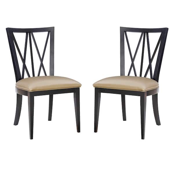 Linon Home Decor Carlin Black Faux Leather Dining Side Chair Set of 2