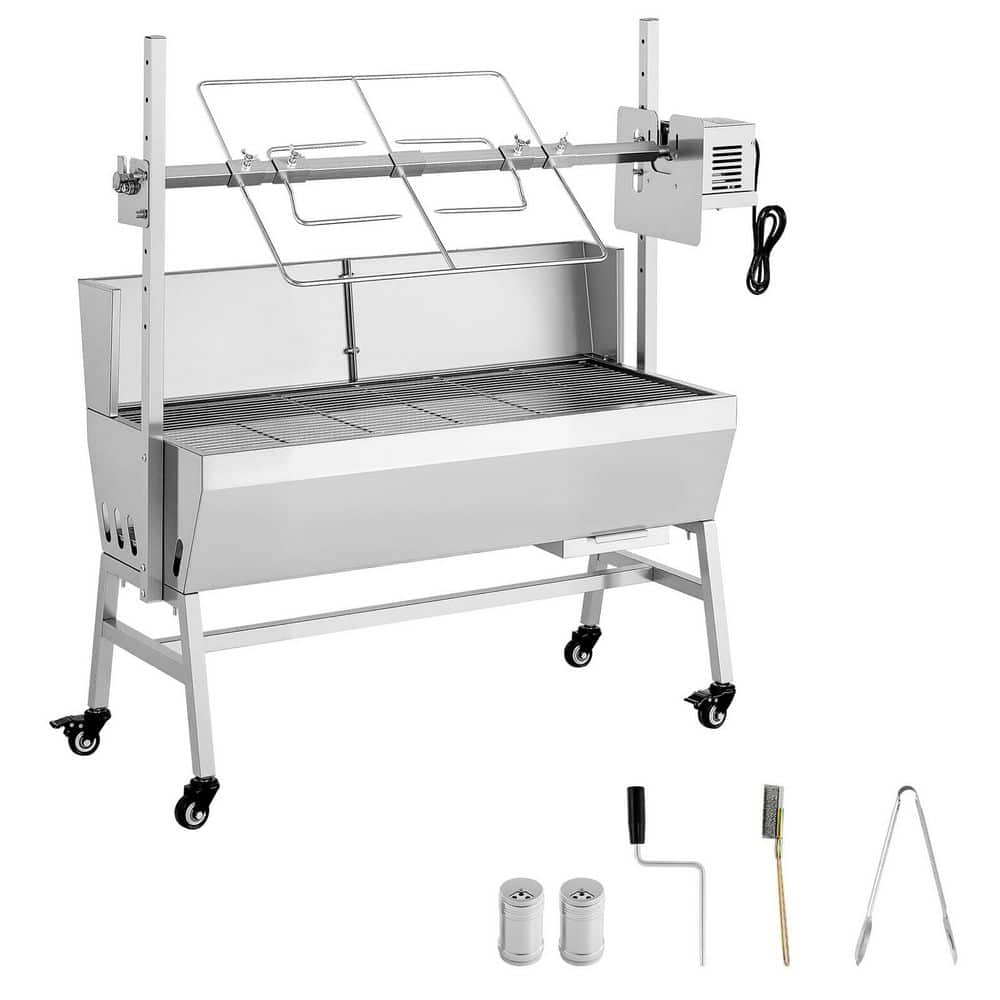 Rotisserie Grill w/ 132 LBS. Load Capacity, 38-Watt BBQ Outdoor Pig and Lamb Spit Roaster, Spit Roaster, 7-Level Height