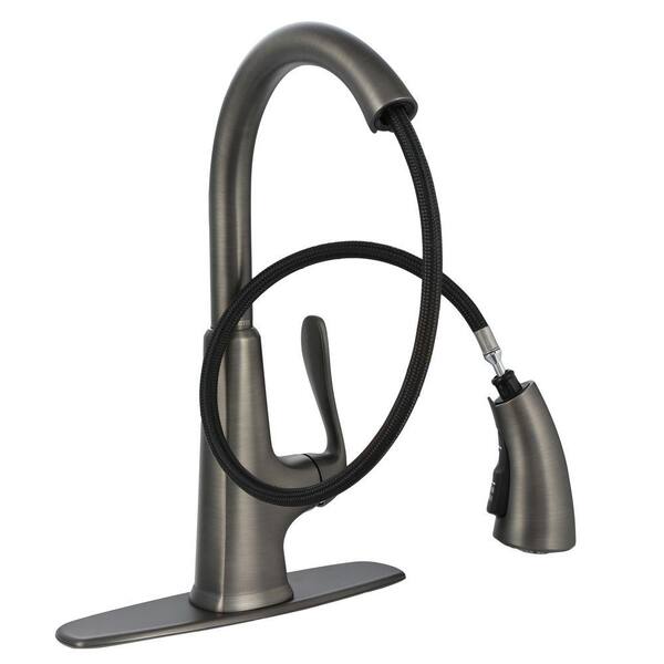 Pfister Pasadena Single Handle Pull Down Sprayer Kitchen Faucet With Soap Dispenser In Slate F 529 Pdsl The Home Depot