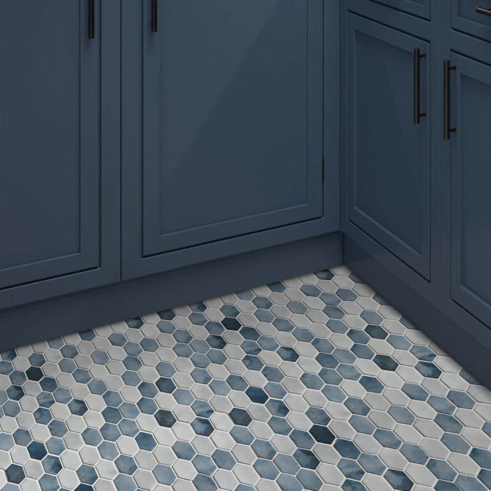 10.75" x 10.12" Hexagonal Recycled Glass Wall & Floor Tile