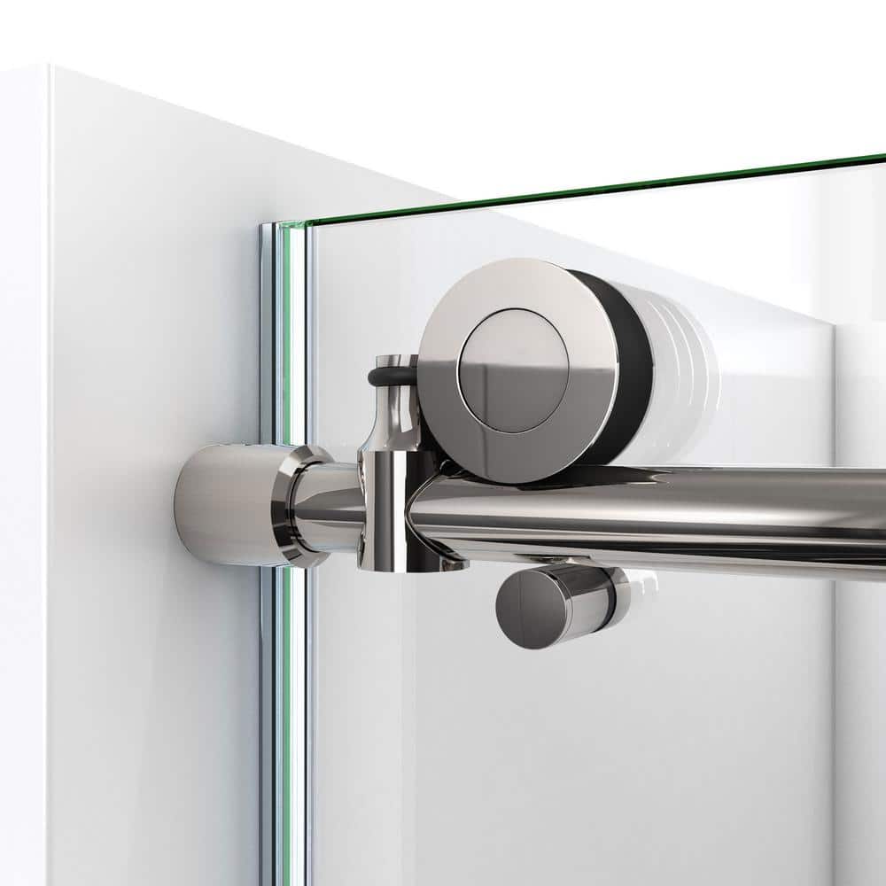 72" Frameless Sliding Shower Door with Polished Stainless Steel Frame