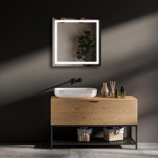 Dreamwerks Riga 32 in. W x 32 in. H Square Frameless LED Wall Mount Bathroom Vanity Mirror