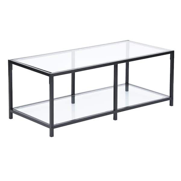 Homy Casa Justin 43.3 in. Clear Rectangle Glass Coffee Table JUSTIN B ...