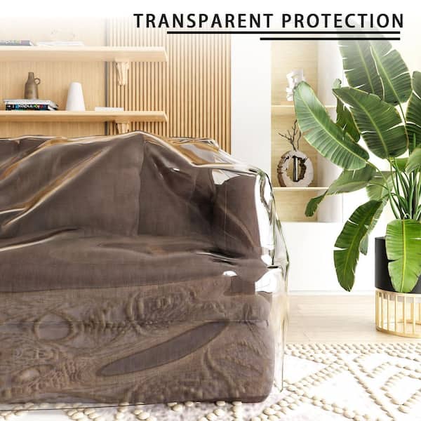 OGETFUUR Clear Thick Heavy Duty Water Resistant Sofa Cover, Waterproof Plastic Shield Covers for Couch