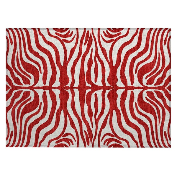 Chantille Machine Washable Indoor/Outdoor Abstract ACN1042 Red 1 ft. 8 in. x 2 ft. 6 in. Area Rug