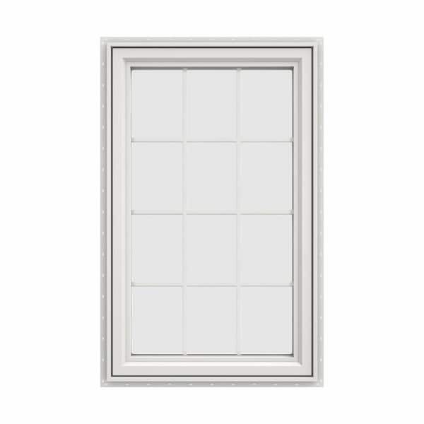 JELD-WEN 35.5 in. x 47.5 in. V-4500 Series White Vinyl Left-Handed Casement Window with Colonial Grids/Grilles