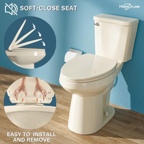 HOMLYLINK 21 in. Tall Seat 2-Piece Toilet 1.28 GPF Single Flush