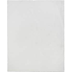 Opal Crest Modern Glam Faux Fur Solid Shag White 3 ft. 11 in. x 5 ft. 2 in. Area Rug
