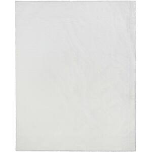 Opal Crest Modern Glam Faux Fur Solid Shag White 7 ft. 9 in. x 9 ft. 10 in. Area Rug