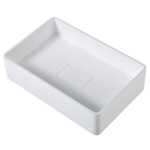 Holbrook Pure Stone Rectangular Vessel Sink in White
