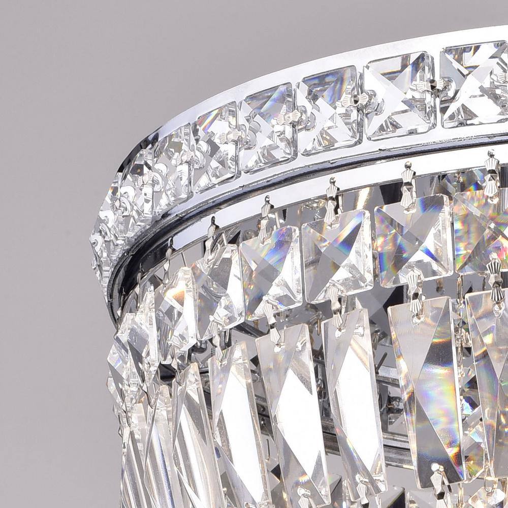 Elisa 15'' Chrome and Crystal Flushmount Chandelier