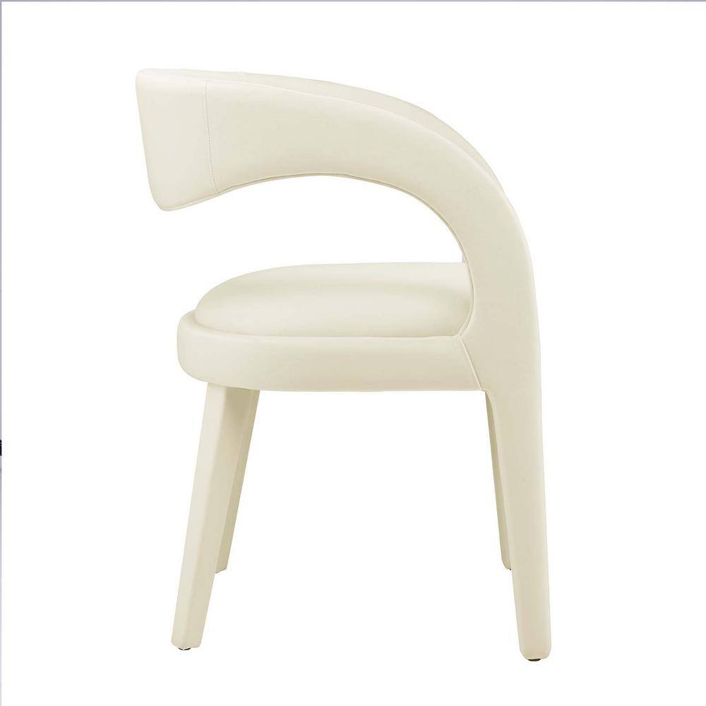 Ivory Velvet Upholstered Dining Chairs with Curved Backrest, Set of Two