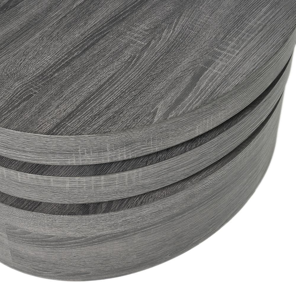 Modern Farmhouse Black Oak Oval Coffee Table with Pedestal Base