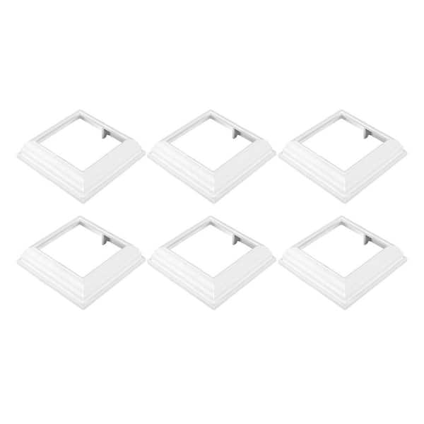 Afoxsos Vinyl Post Skirt 4 x 4 in. White Split Style Post Base Cover Reusable Column Wraps for Porch Fence Deck 6 Pack
