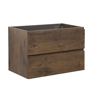 29.6 in. W x 17.9 in. D x 20.5 in. H Bath Vanity Cabinet without Top in Walnut Finish Assembled Wall Mount w/2-Drawers