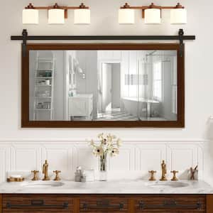 66 in. W x 36.5 in. H Classic Rectangular Wooden Framed Rustic Wall Mirror Farmhouse Mirror Bathroom Vanity Mirror