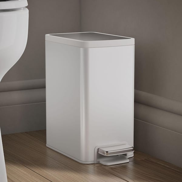 KOHLER 6 l Metal Household Trash Can in Stainless and White 31319