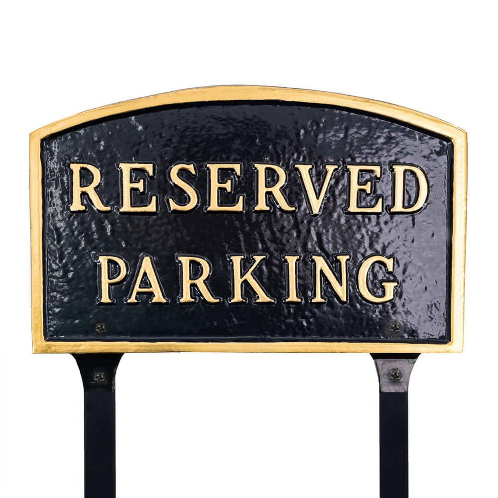 "10"" x 15 Standard Arch Reserved Parking Statement Plaque Sign with Lawn Stakes-Black/Gold" price history on PriceWatchPro