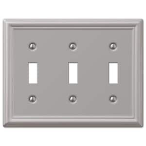 Ascher 3-Gang Brushed Nickel Toggle Stamped Steel Wall Plate