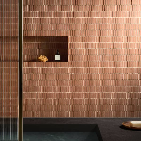Toscana Terracotta 11.73 in. x 11.73 in. Mini Brick Matte Terracotta Mosaic Floor and Wall Tile (0.95 sq. ft./Each)